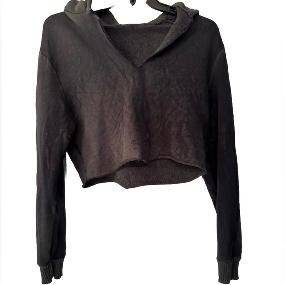 Cotton Citizen Tops - Cotton Citizen Women’s Grey Black Crop Top Hoodie Size Small